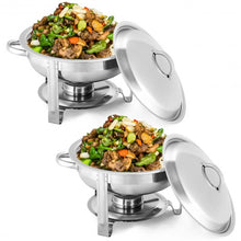Load image into Gallery viewer, 2-Pack Full Size Tray 5 Quart Stainless Steel Round Chafing Dish