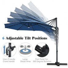 Load image into Gallery viewer, 10 Ft Patio Offset Cantilever Umbrella with Solar Lights-Blue