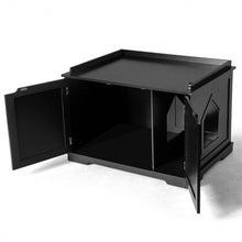 Load image into Gallery viewer, Cat Litter Box Wooden Enclosure Pet House Sidetable Washroom-Black