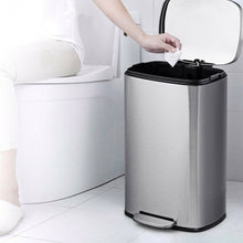 Load image into Gallery viewer, 13.2 Gallon Trash Garbage Can Stainless Steel Bin with Bucket