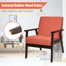 Load image into Gallery viewer, Solid Rubber Wood Fabric Accent Armchair-Orange