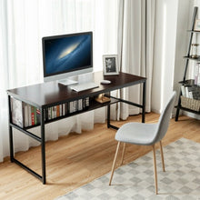 Load image into Gallery viewer, 55" Computer Desk Writing Table Workstation Home Office with Bookshelf-Espresso