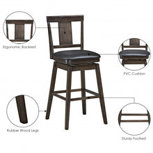 Load image into Gallery viewer, 29 inch Swivel Upholstered Counter Height Bar Stool with Rubber Wood Legs