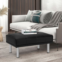 Load image into Gallery viewer, Ottoman Footrest Stool PU Leather Seat with Metal Legs-Black