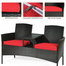 Load image into Gallery viewer, Patio Rattan Conversation Set -Red
