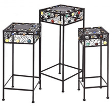 Load image into Gallery viewer, 3 pcs Square Ceramic Beads Decor Metal Plant Stand