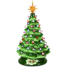 Load image into Gallery viewer, 15" Pre-Lit Hand-Painted Ceramic Christmas Tree-Green