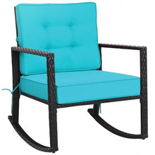 Load image into Gallery viewer, Patio Rattan Rocker Outdoor Glider Rocking Chair Cushion Lawn-Turquoise