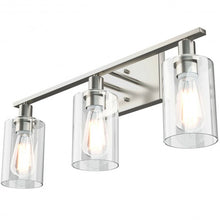 Load image into Gallery viewer, 3-Light Modern Bathroom Wall Sconce with Clear Glass Shade-Silver