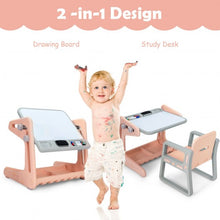 Load image into Gallery viewer, 2 in 1 Kids Easel Table and Chair Set with Adjustable Art Painting Board-Pink