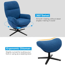 Load image into Gallery viewer, Modern Swivel Rocking Chair and Ottoman Set with Aluminum Alloy Base-Blue