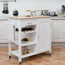 Load image into Gallery viewer, Kitchen Island Trolley Cart Storage Cabinet with Wine Rack & Shelf-White