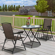 Load image into Gallery viewer, 2 Pcs Folding Sling Chairs with Steel Armrest and Adjustable Back for Patio