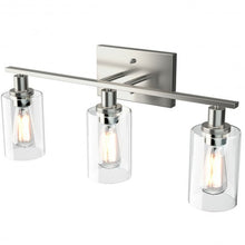Load image into Gallery viewer, 3-Light Modern Bathroom Wall Sconce with Clear Glass Shade-Silver