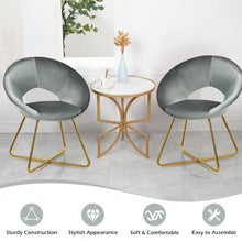 Load image into Gallery viewer, Modern Accent Velvet Dining Arm Chair w/ Golden Metal Legs and Soft Cushion-Gray