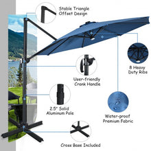 Load image into Gallery viewer, 10 Ft Patio Offset Cantilever Umbrella with Solar Lights-Blue
