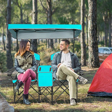 Load image into Gallery viewer, Portable Folding Camping Canopy Chairs w/ Cup Holder-Turquoise