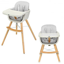 Load image into Gallery viewer, 3 in 1 Convertible Wooden High Chair with Cushion-Gray
