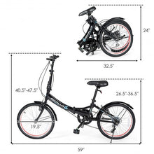 Load image into Gallery viewer, 20" Lightweight Adult Folding Bicycle Bike with 7-Speed Drivetrain Dual V-Brakes