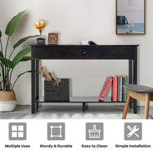 Load image into Gallery viewer, Console Sofa Side Accent Table with Drawer Shelf-Black