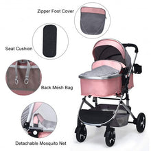 Load image into Gallery viewer, 2 in 1 High Landscape Convertible Reversible Bassinet Pram-Pink