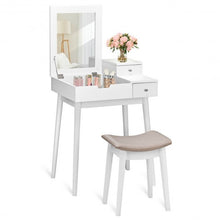 Load image into Gallery viewer, Vanity Dressing Table Set Flip Mirror Desk Furniture Stool