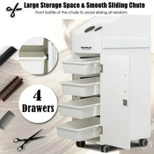 Load image into Gallery viewer, Black Salon Trolley Cart with 4 Storage Trays-White