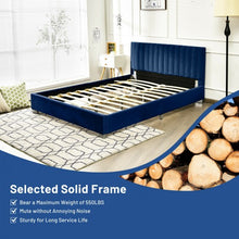 Load image into Gallery viewer, Queen Tufted Upholstered Platform Bedstead Flannel Headboard-Navy