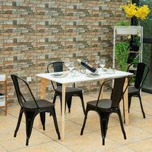 Load image into Gallery viewer, Set of 4 Stackable Tolix Style Metal Wood Dining Chair-Black