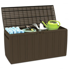 Load image into Gallery viewer, 80 Gallon Plastic Deck Storage Box Tool Box Patio Storage Container-Brown