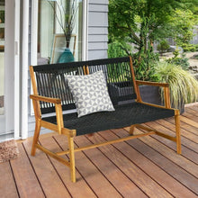 Load image into Gallery viewer, 2-Person Patio Acacia Wood Yard Bench-Black