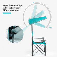 Load image into Gallery viewer, Portable Folding Camping Canopy Chair with Cup Holder Cooler -Turquoise