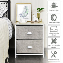Load image into Gallery viewer, Metal Frame Nightstand Side Table Storage with 2 Drawers-Gray