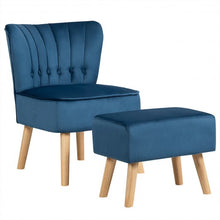 Load image into Gallery viewer, Leisure Chair and Ottoman Thick Padded Tufted Sofa Set-Blue