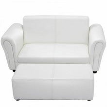 Load image into Gallery viewer, Soft Kids Double Sofa with Ottoman-White