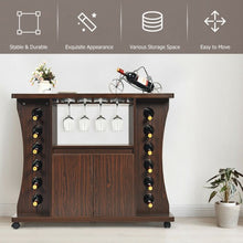 Load image into Gallery viewer, Rolling Buffet Sideboard Wooden Bar Storage Cabinet-Walnut