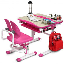 Load image into Gallery viewer, Height Adjustable Kids Study Desk and Chair Set-Pink