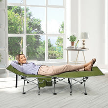 Load image into Gallery viewer, Folding Camping Cot with Side Storage Pocket Detachable Headrest-Green