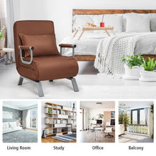 Load image into Gallery viewer, Folding 5 Position Convertible Sleeper Bed Armchair Lounge Couch w/Pillow-Coffee