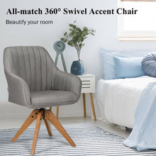 Load image into Gallery viewer, Fabric Swivel Accent Chair with Beech Wood Legs