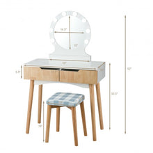 Load image into Gallery viewer, Dressing Table with Large Round Mirror and 8 Light Bulbs for Bedroom-Natural