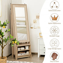 Load image into Gallery viewer, 2-in-1 Wooden Cosmetics Storage Cabinet with Full-Length Mirror and Bottom Rack