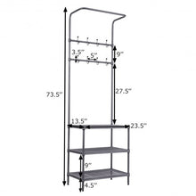 Load image into Gallery viewer, 3 Tier Metal Storage Shelf 16 Hooks Hat Shoes Rack