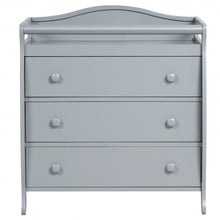 Load image into Gallery viewer, 3-Drawer Dresser Changing Table with Safety Belt Guardrails-Gray