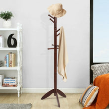 Load image into Gallery viewer, Wooden Free Standing Coat Rack -Walnut