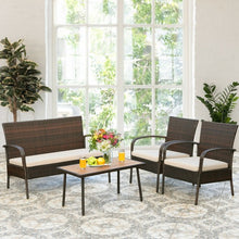 Load image into Gallery viewer, 4Pcs Patio Rattan Outdoor Conversation Set with Cushions