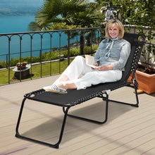 Load image into Gallery viewer, Folding Heightening Design Beach Lounge Chair with Pillow for Patio-Black
