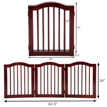 Load image into Gallery viewer, 3 Panels Folding Freestanding Wood Pet Dog Safety Gate-24"