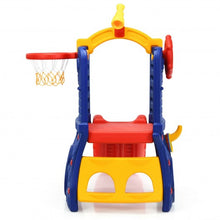 Load image into Gallery viewer, 6-in-1 Freestanding Kids Slide with Basketball Hoop Play Climber