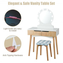 Load image into Gallery viewer, Dressing Table with Large Round Mirror and 8 Light Bulbs for Bedroom-Natural
